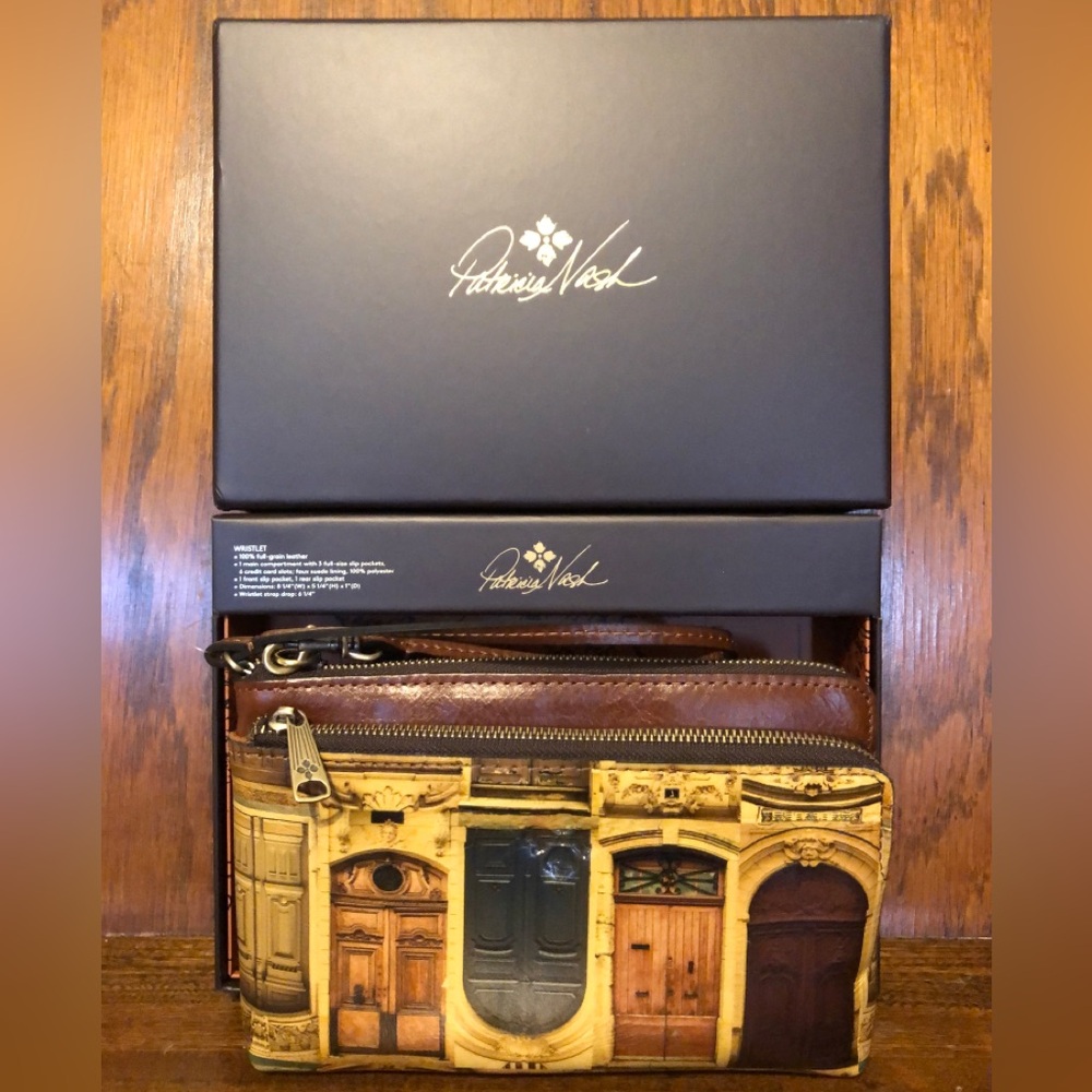 NIB-Patricia Nash-Doorways to Italy-Varone-Dual Zip Wristlet Pouch-GiftBoxed-$89
